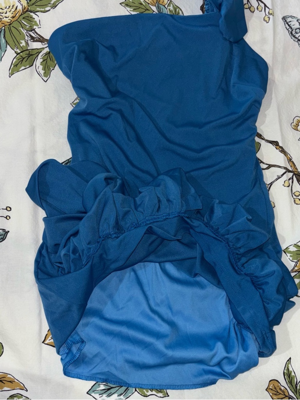 Blue One-Shoulder Ruffle Dress - Picture 2 of 4